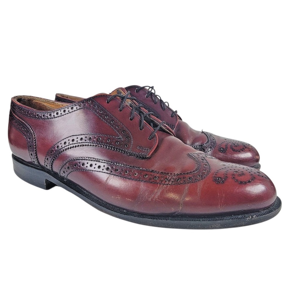 Vintage Cole Haan Full Wingtip Brogues Burgundy Leather Size 11D USA Made